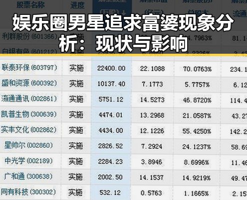 娱乐圈男星追求富婆现象分析:现状与影响